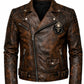 MP002 Death Rider Vintage Leather Jacket - Skull & Smoke Biker Design
