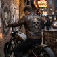 MP002 Death Rider Vintage Leather Jacket - Skull & Smoke Biker Design
