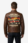 MP003 Racing Legends Speedway Vintage Leather Jacket - Retro Muscle Car Design