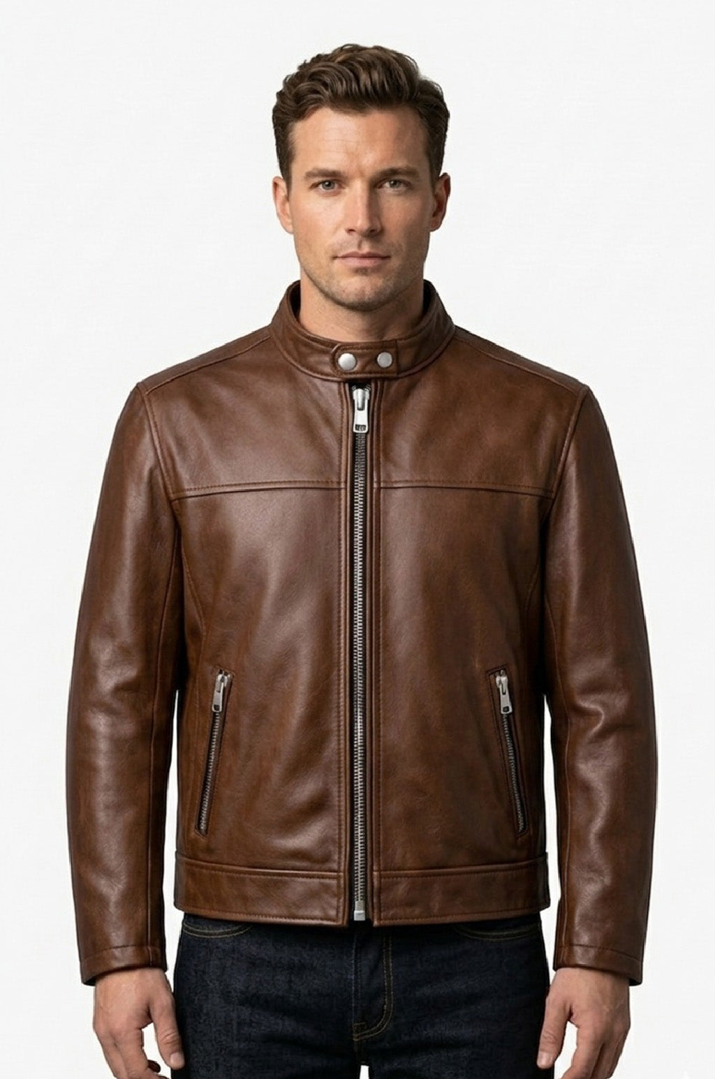 MP003 Racing Legends Speedway Vintage Leather Jacket - Retro Muscle Car Design