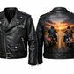 MP004 Sunset Riders Brotherhood Leather Jacket - Two Bikers Riding Into Sunset Design