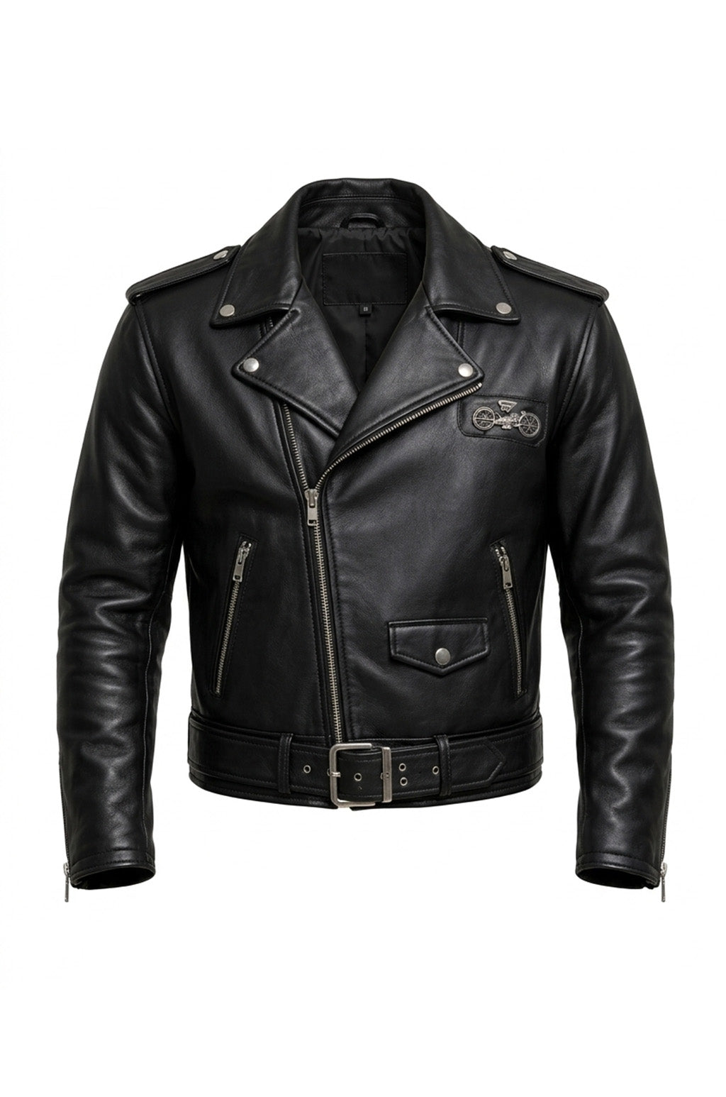 MP004 Sunset Riders Brotherhood Leather Jacket - Two Bikers Riding Into Sunset Design