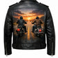 MP004 Sunset Riders Brotherhood Leather Jacket - Two Bikers Riding Into Sunset Design