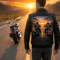 MP004 Sunset Riders Brotherhood Leather Jacket - Two Bikers Riding Into Sunset Design