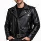 MP004 Sunset Riders Brotherhood Leather Jacket - Two Bikers Riding Into Sunset Design