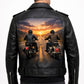 MP004 Sunset Riders Brotherhood Leather Jacket - Two Bikers Riding Into Sunset Design