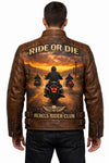 MP005 Ride or Die Rebels Rider Club Leather Jacket - Desert Brotherhood Biker Design
