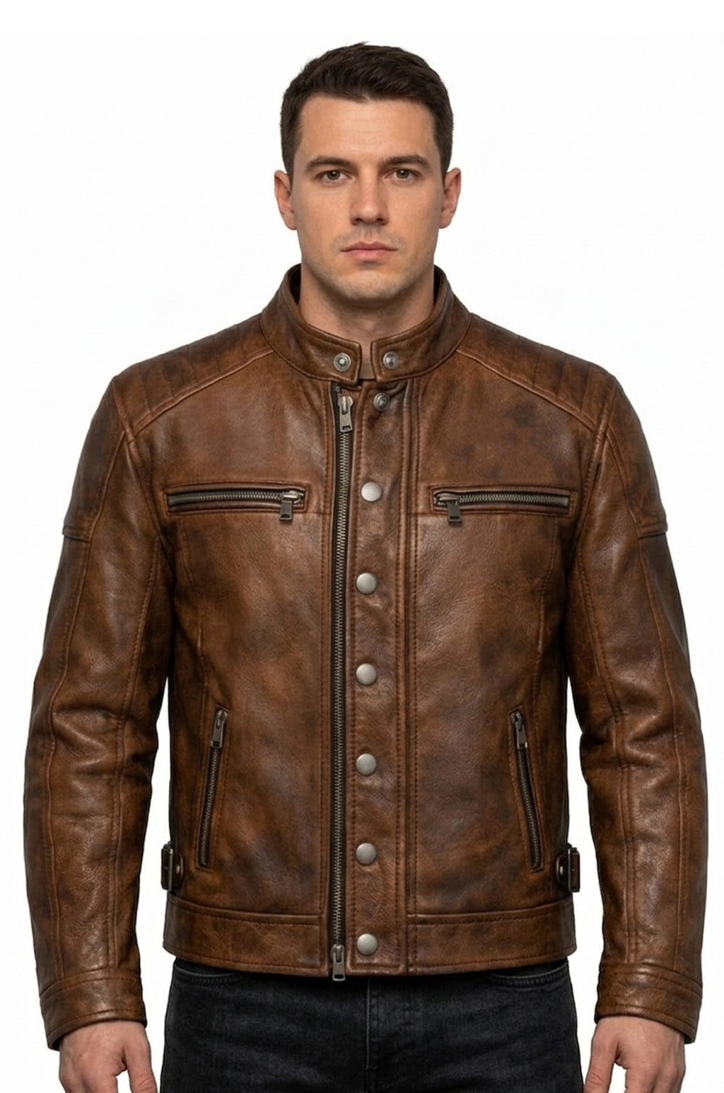 MP005 Ride or Die Rebels Rider Club Leather Jacket - Desert Brotherhood Biker Design