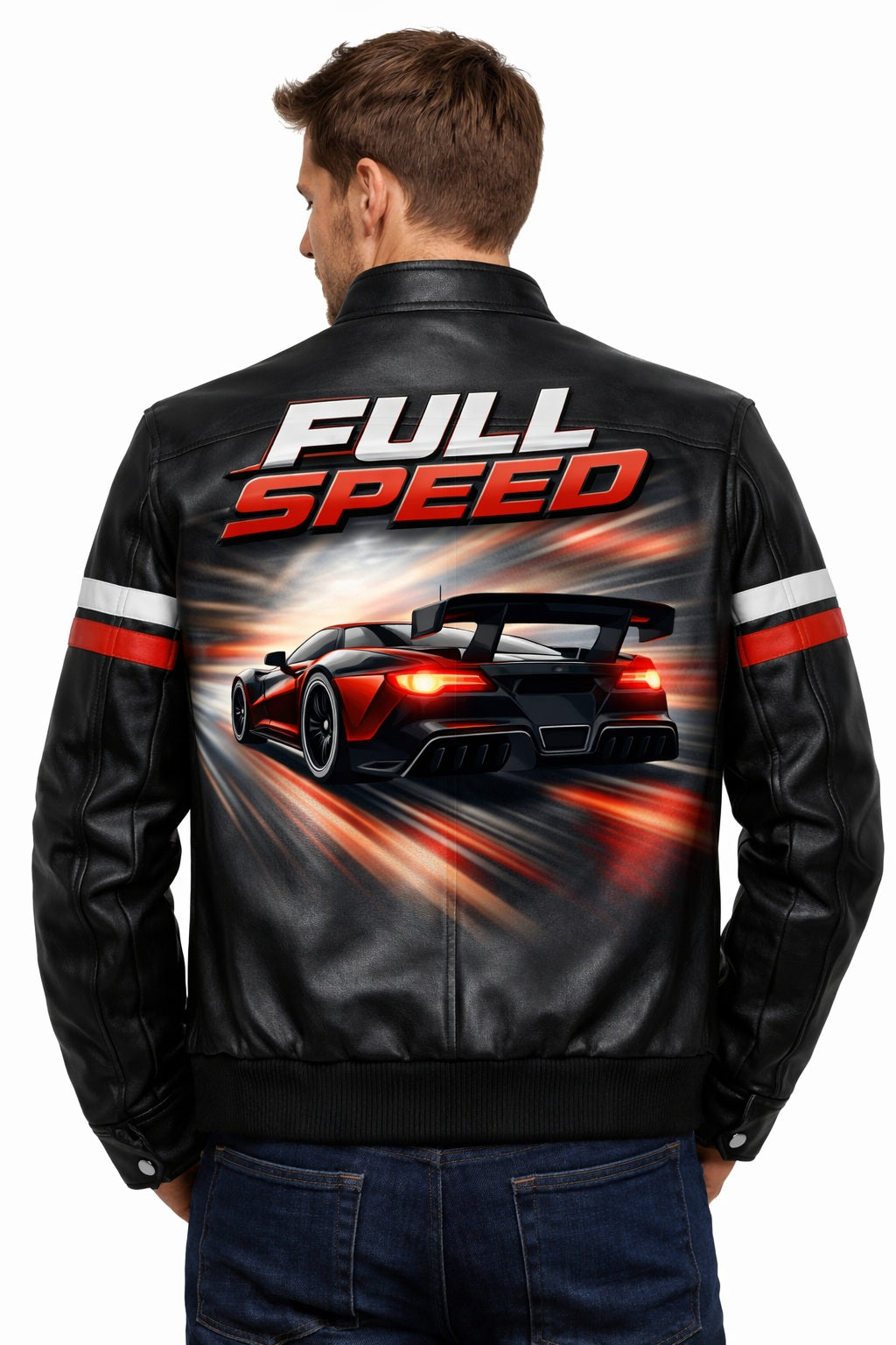 MP006 Full Speed Supercar Racing Leather Jacket - Modern Street Racer Design