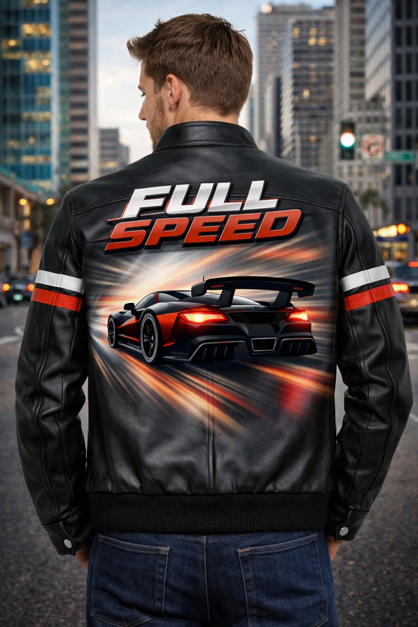 MP006 Full Speed Supercar Racing Leather Jacket - Modern Street Racer Design