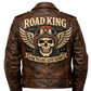 MP007 Road King Vintage Leather Jacket - Winged Skull & "Ride to Live" Biker Design