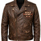 MP007 Road King Vintage Leather Jacket - Winged Skull & "Ride to Live" Biker Design