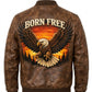 MP009 Born Free Eagle Vintage Leather Bomber Jacket - Patriotic Bald Eagle Flight Jacket