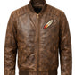 MP009 Born Free Eagle Vintage Leather Bomber Jacket - Patriotic Bald Eagle Flight Jacket