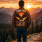 MP009 Born Free Eagle Vintage Leather Bomber Jacket - Patriotic Bald Eagle Flight Jacket