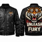 MP010 Unleash Your Fury Tiger Leather Bomber Jacket - Men's Aggressive Graphic Flight Jacket