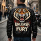 MP010 Unleash Your Fury Tiger Leather Bomber Jacket - Men's Aggressive Graphic Flight Jacket