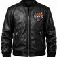 MP010 Unleash Your Fury Tiger Leather Bomber Jacket - Men's Aggressive Graphic Flight Jacket