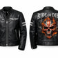 MP011 Ride or Die Union Jack Skull Leather Jacket - British Biker Edition