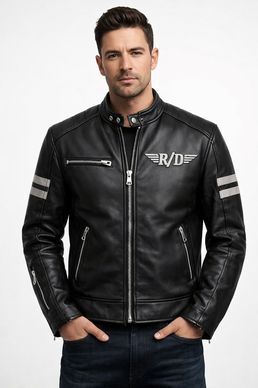 MP011 Ride or Die Union Jack Skull Leather Jacket - British Biker Edition