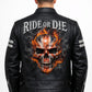 MP011 Ride or Die Union Jack Skull Leather Jacket - British Biker Edition