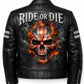 MP011 Ride or Die Union Jack Skull Leather Jacket - British Biker Edition