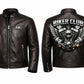 MP012 Biker Club V-Twin Engine Leather Jacket - Winged Motor Graphic Cafe Racer
