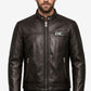 MP012 Biker Club V-Twin Engine Leather Jacket - Winged Motor Graphic Cafe Racer
