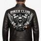 MP012 Biker Club V-Twin Engine Leather Jacket - Winged Motor Graphic Cafe Racer