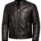 MP012 Biker Club V-Twin Engine Leather Jacket - Winged Motor Graphic Cafe Racer