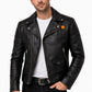 MP013 Western Sunset Desert Nights Retro Leather Biker Jacket - Vintage Cactus Design