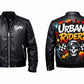 MP014 Urban Riders Graffiti Skull Leather Jacket - Street Art Bomber Style