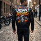 MP014 Urban Riders Graffiti Skull Leather Jacket - Street Art Bomber Style
