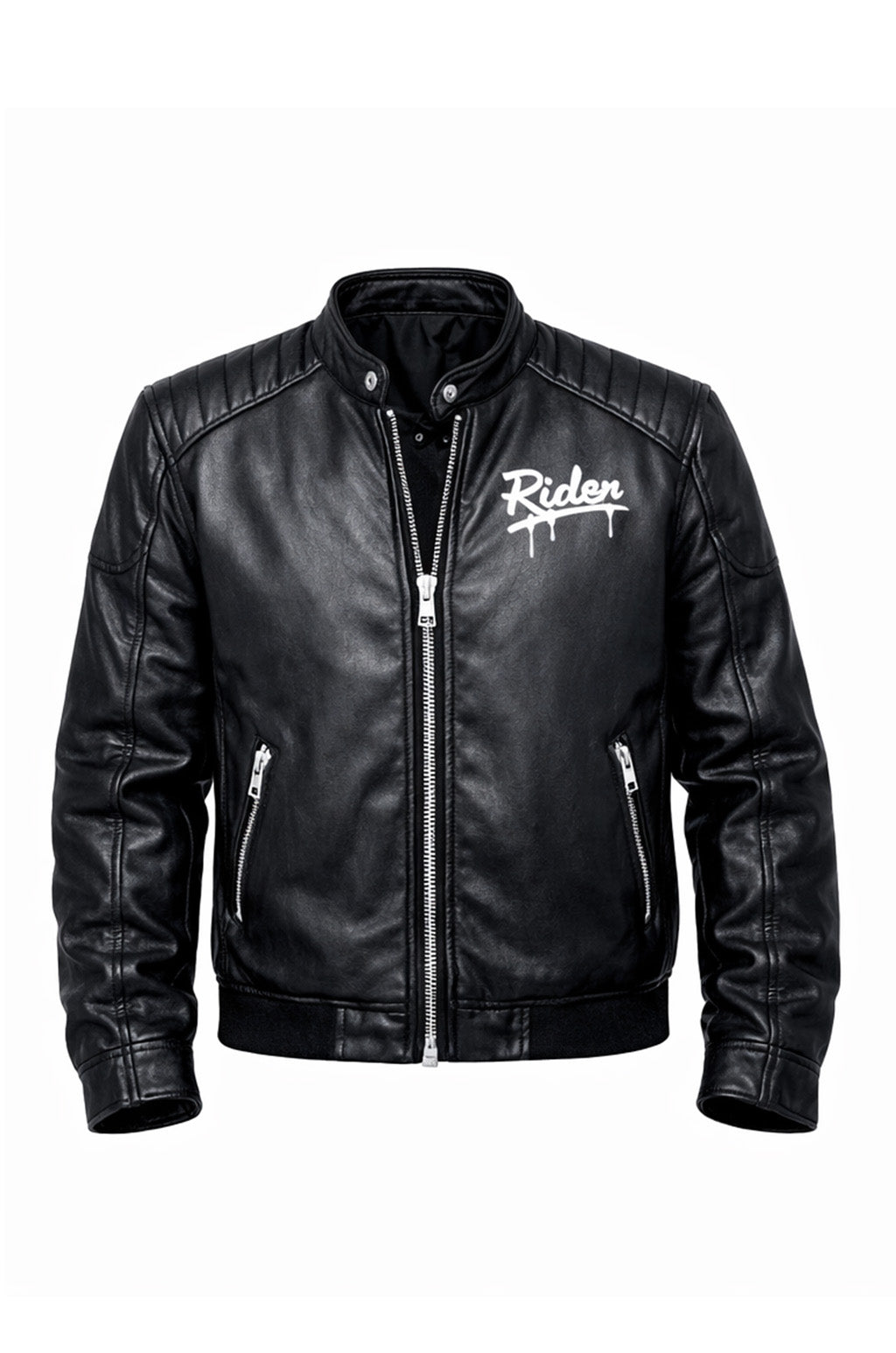 MP014 Urban Riders Graffiti Skull Leather Jacket - Street Art Bomber Style