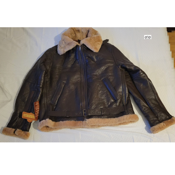 Men Winter Classic B3 RAF Real Leather Shearling Pilot Aviator Biker Jacket Brown Coat