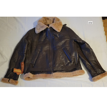 Men B3 RAF Real Leather  Shearling Pilot Aviator Jacket Brown