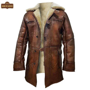 Men Winter Batman Dark Knight Tom Hardy Bane Casual Bomber Real Leather Coat Jacket for Men