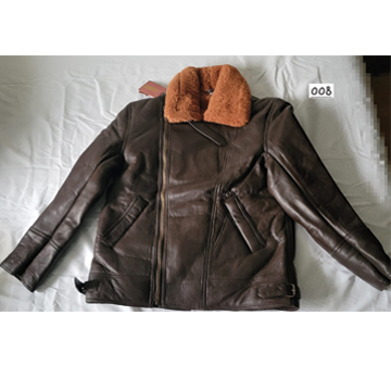 Men's Brown Real Leather Jacket with SheepShearling Collar - Stylish Winter Wear