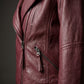 W014 Southside Serpent Riverdale Jughead Jones Biker Maroon Leather Jacket For Women's