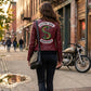 W014 Southside Serpent Riverdale Jughead Jones Biker Maroon Leather Jacket For Women's