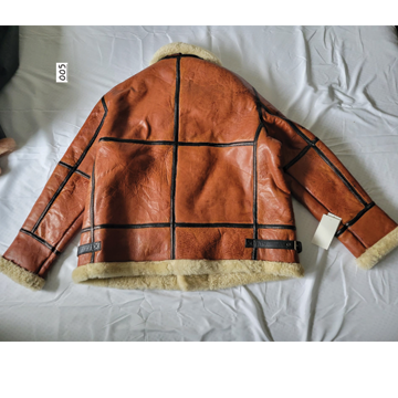 Men's Aviator Real Sheep Leather Sheep Shearling Fur Jacket Biker Brown