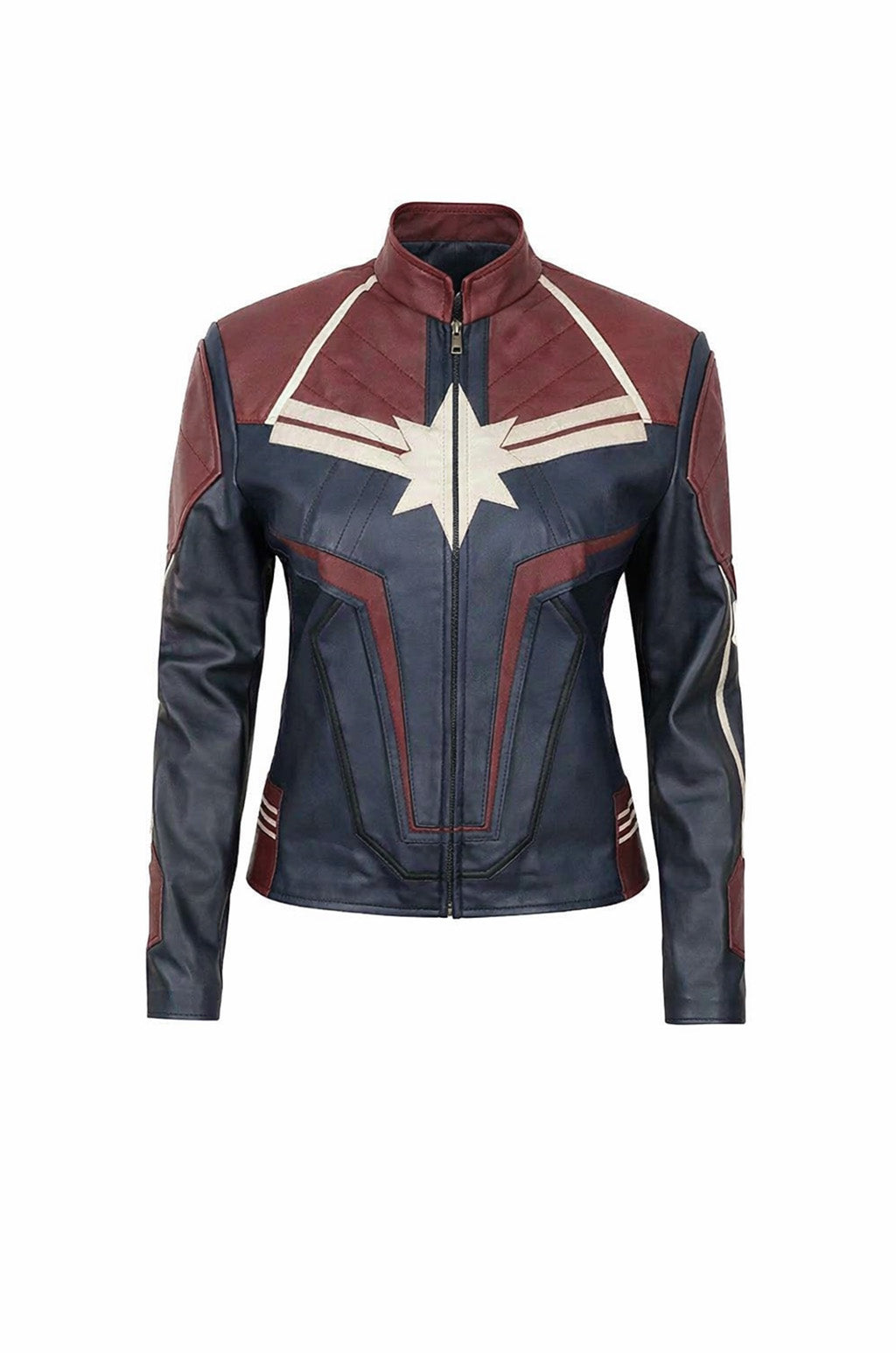 W001 Captain Marvel Carol Danvers Avengers End Game Faux Leather Biker Women's Jacket