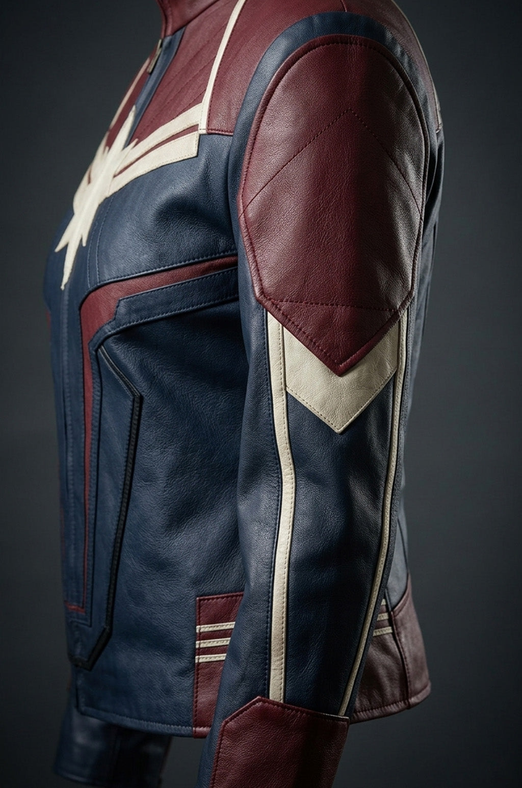 W001 Captain Marvel Carol Danvers Avengers End Game Faux Leather Biker Women's Jacket