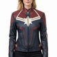 W001 Captain Marvel Carol Danvers Avengers End Game Faux Leather Biker Women's Jacket