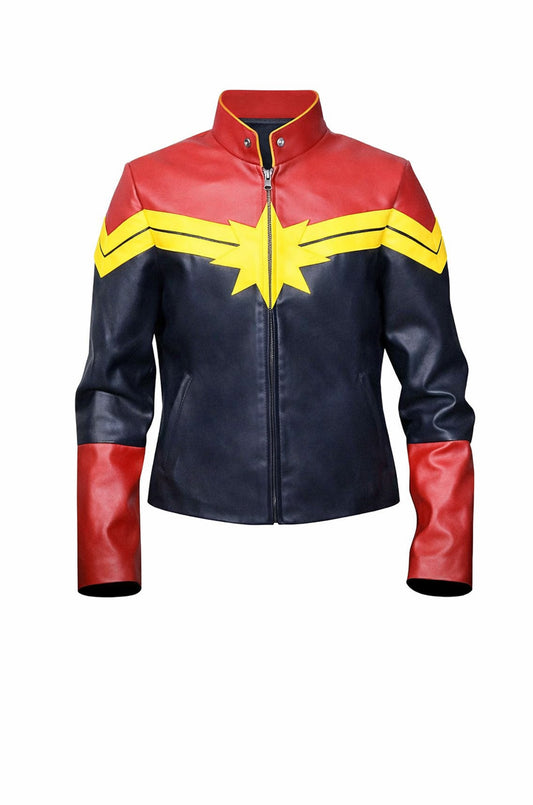 W002 Captain Marvel Carol Danvers Women's Avengers End Game Faux Leather Jacket