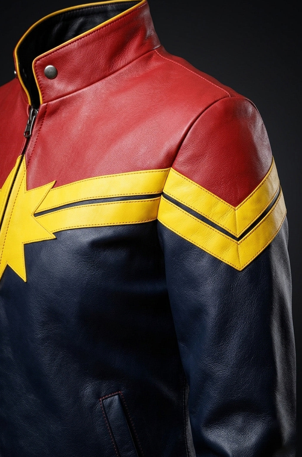 W002 Captain Marvel Carol Danvers Women's Avengers End Game Faux Leather Jacket