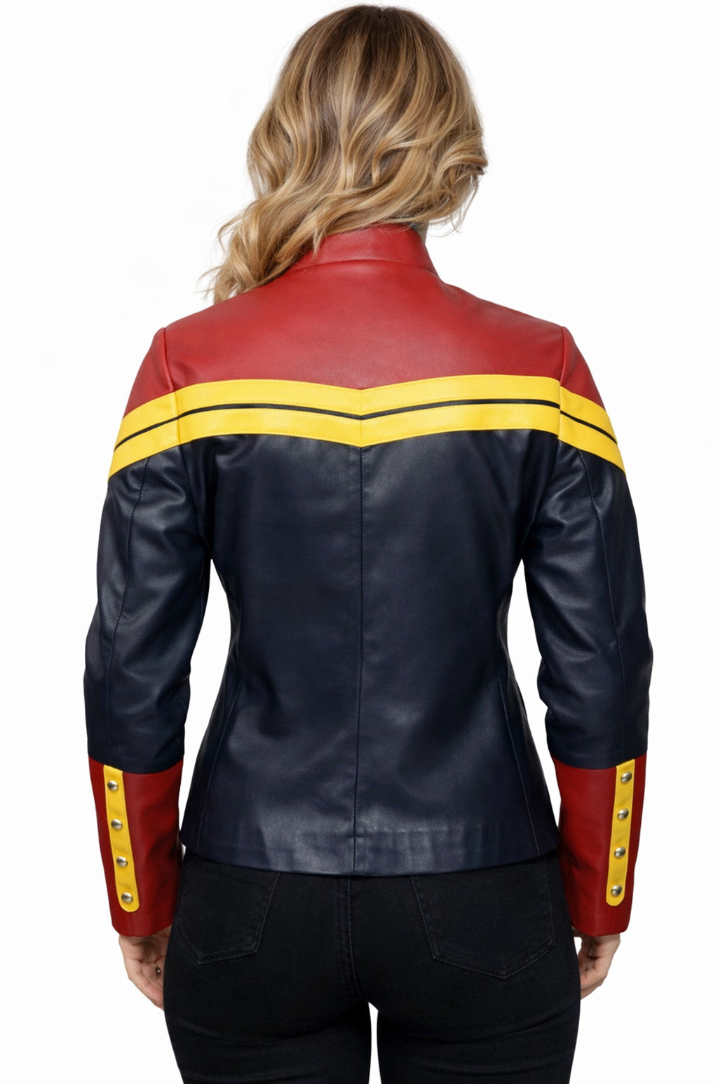 W002 Captain Marvel Carol Danvers Women's Avengers End Game Faux Leather Jacket