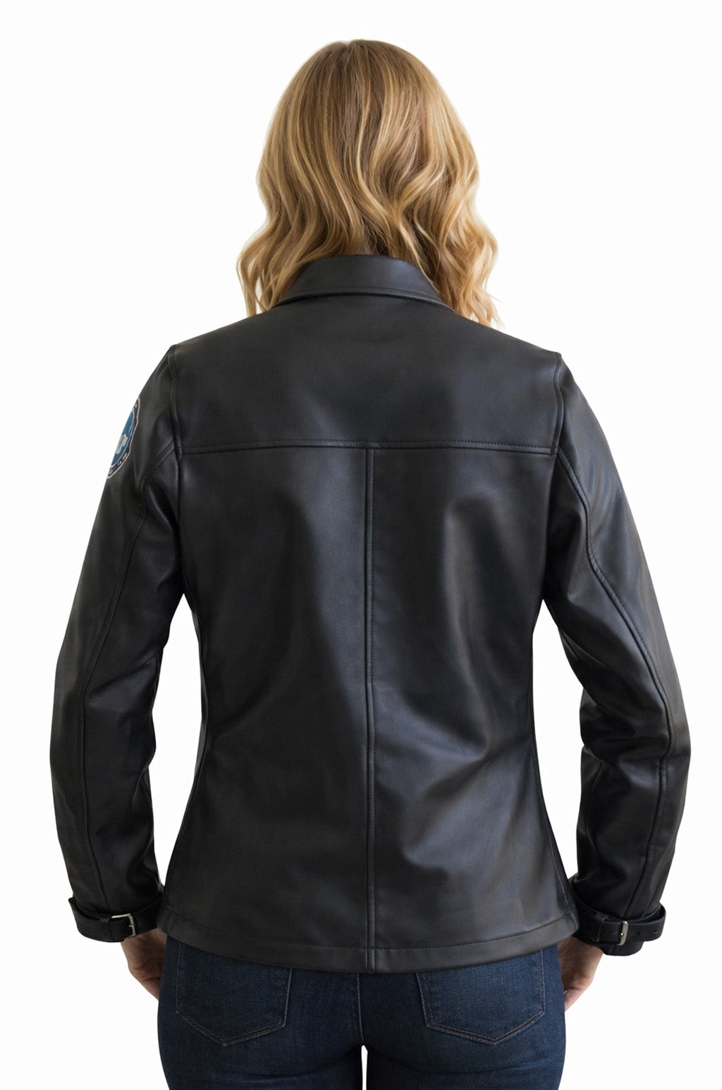 W006 Kelly McGillis Top Gun Black Fashion Real Leather Women's Military Style Jacket