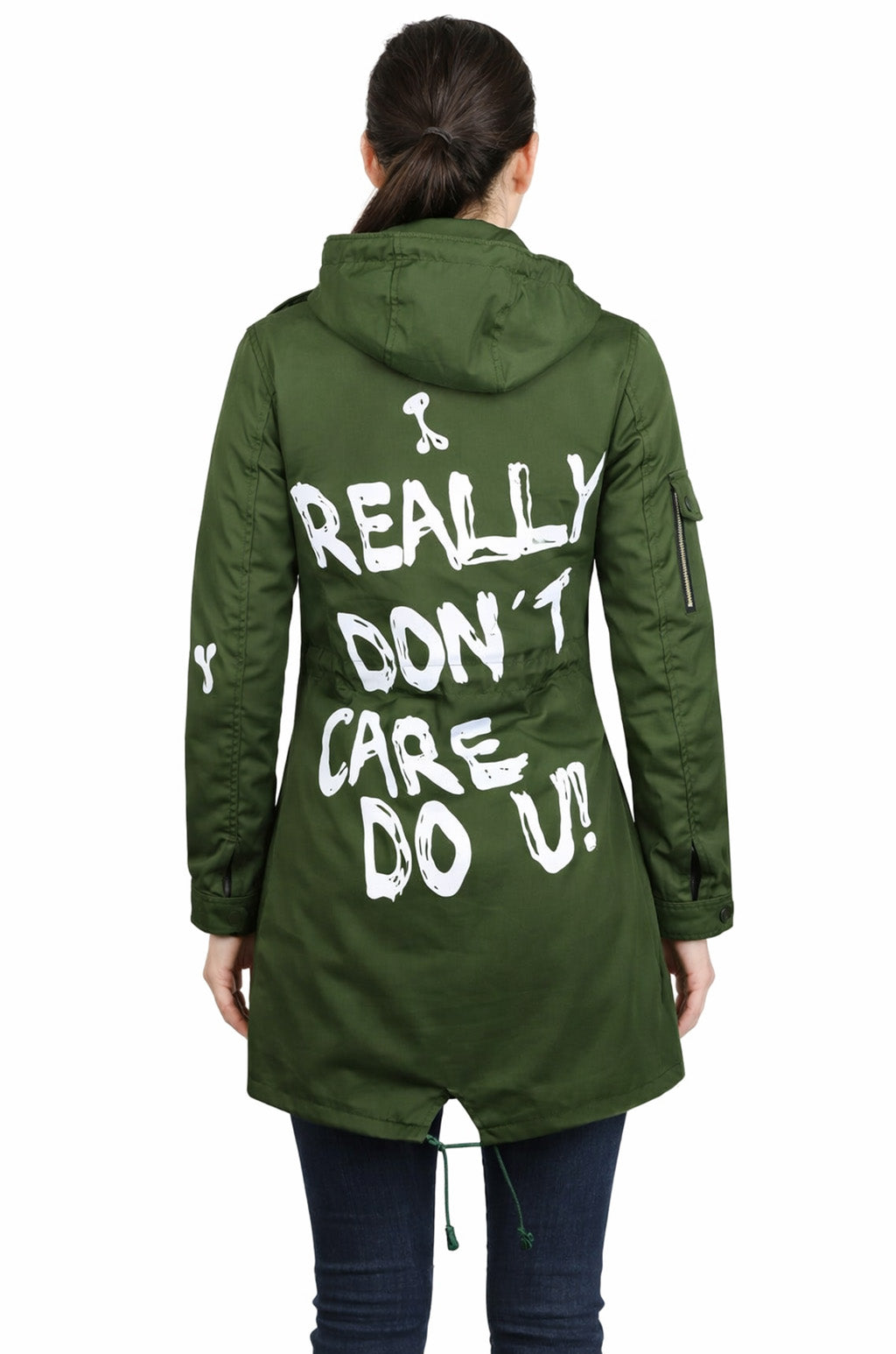 W007 Melania Trump Jacket Graffiti Printed Coat I really don't care, do u?