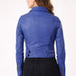 WLJ01 Blue Biker Motorcycle Wear Faux Leather Jacket For Women